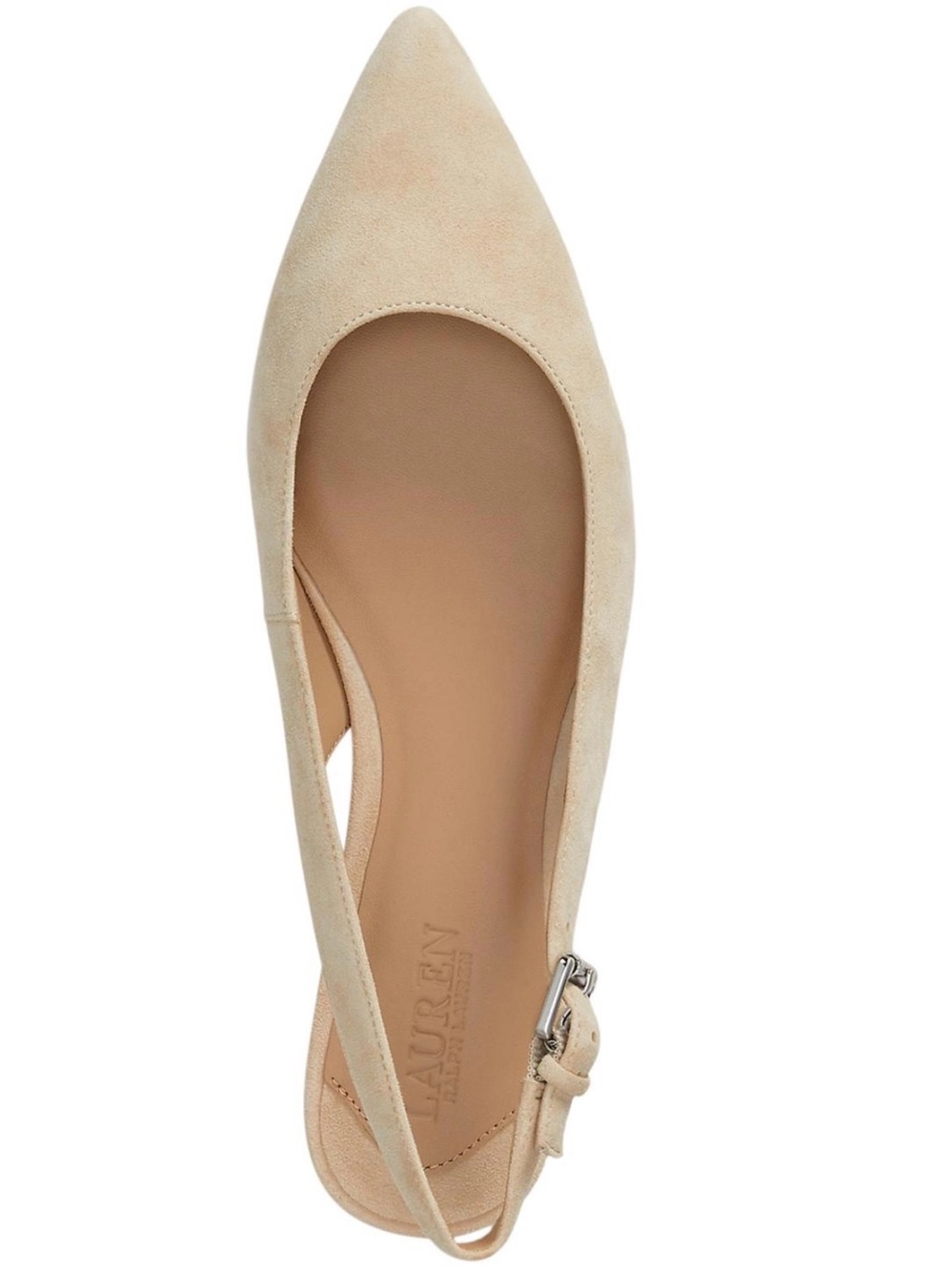 Lauren Ralph Lauren Londyn Kidsuede Slingback Flats Beige Suede Size 7 BNIB